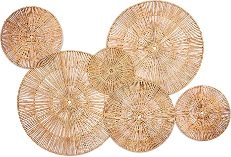 KOLWOVEN 29 Inch Wicker Wall Decor, Set of 3 Wall Basket Decor Diameter 29",23",18",Woven Wall Decor, Boho Above Bed for Bedroom, Living Room or Dining Room (Set 6)