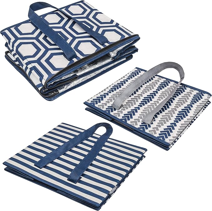 PLANET E Reusable Foldable Grocery Bags with Reinforced Bottoms and Insulated Cooler (Pack of 3)
