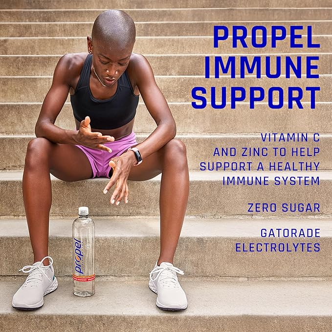 Propel Immune Support with Vitamin C + Zinc, 3 Flavor Variety Pack, 16 Fl Oz (Pack of 12)
