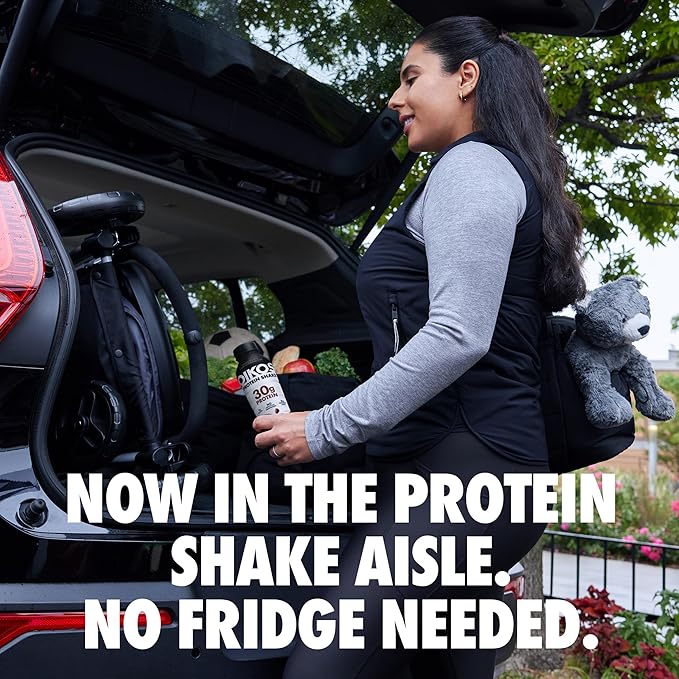 Oikos Protein Shake, Vanilla, 30g Protein, Shelf Stable Protein Drink with 5g Prebiotic Fiber, 12 fl oz Bottle, 12 Count