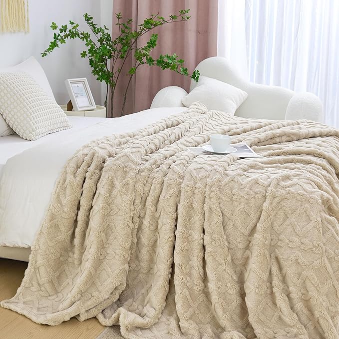 Aganear Fleece Throw Blanket 50"x60" Khaki