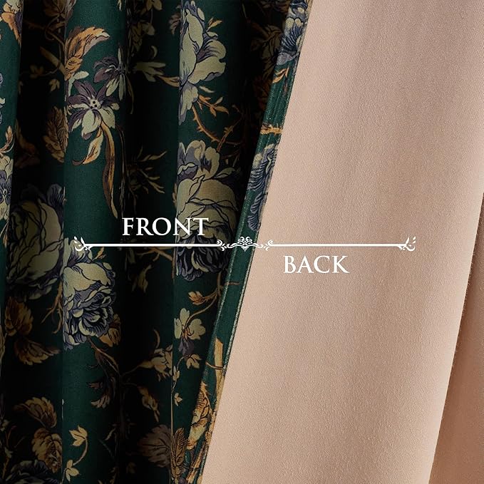 StangH Back Tab Retro Green Curtains Soft Velvet Room Darkening Thermal Insulated Sliding Door Panels Christmas Home Decoration for Backdrops/Bedroom, W52 x L96, 2 Panels