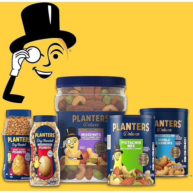 PLANTERS Peanuts, Dry Roasted Peanuts, Lightly Salted Snack Mix, Snacks for Adults - 16 oz. Jars, Pack of 12 PLANTERS Nuts