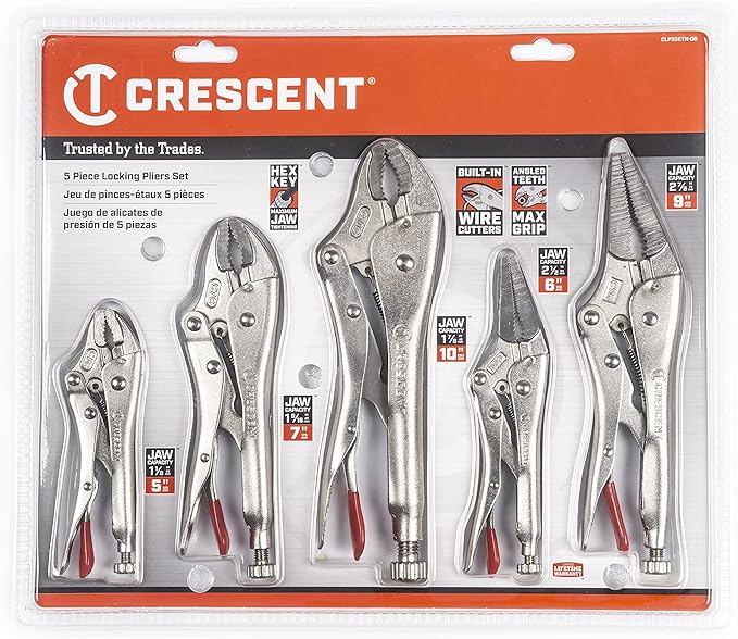 Crescent 5 Piece Curved & Long Nose Locking Plier Set | CLP5SETN-08