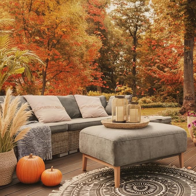 Natural Rattan Boho Lanterns - Handcrafted Chic Decor to Enhance Your Home - Modern Farmhouse Beauty Perfect for Any Living Room, Patio & Porch, Indoor and Outdoor Coffee Table or Kitchen Dining Table