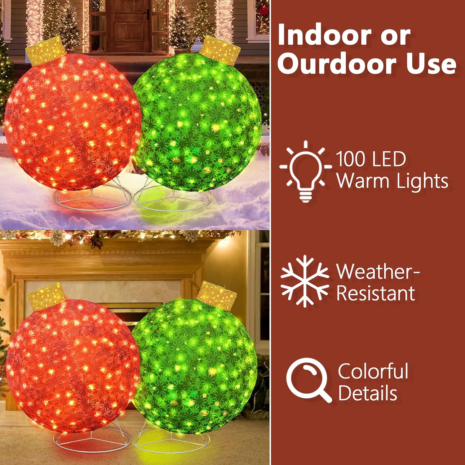 Lamerge Christmas Lanterns Decorations for Home, Indoor Outdoor Holiday Lanter, Warm Lit Farmhouse Lantern for Porch, Yard, Mantle, Party,30.5inch（Red+Green）