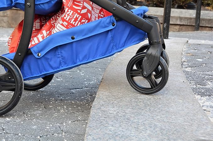 GreenCart Lightweight Cart with Reusable and Foldable 3 Shopping Bags Easy for Shopping and Carrying Groceries in Store (Black Frame + 3 Blue Baskets)