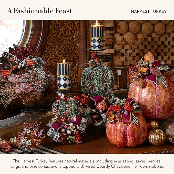 MacKenzie-Childs Harvest Turkey, Thanksgiving Turkey Decoration, Fall Decor Centerpiece Figurine