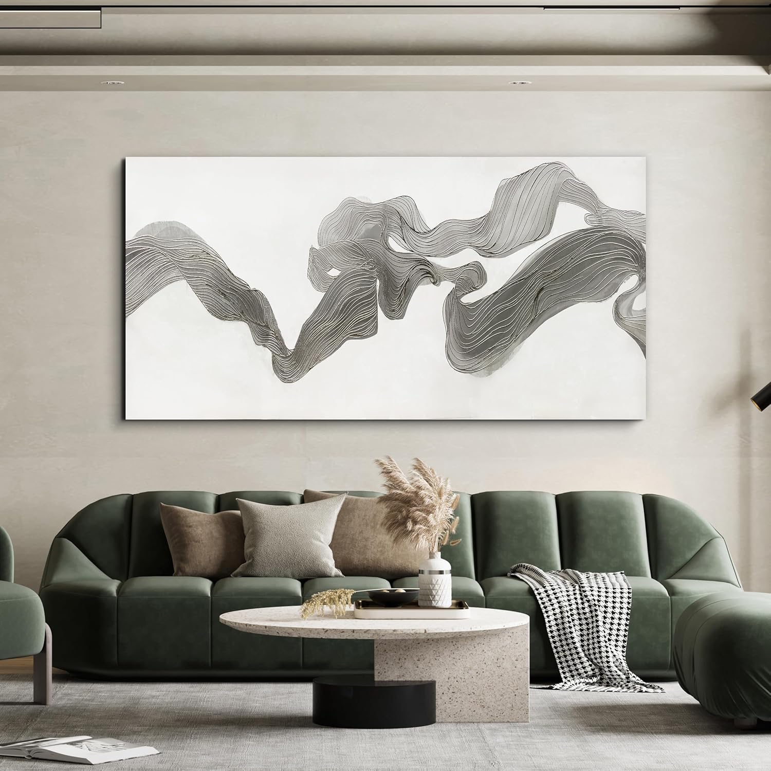 Abstract Wall Art Decor Large Modern Wall Art Decor Oversized Wall Art Pictures for Living Room Abstract Canvas Art Wall Decor Gray White Wall Art Prints Artwork for Walls Home Office Decor 29" X 58"