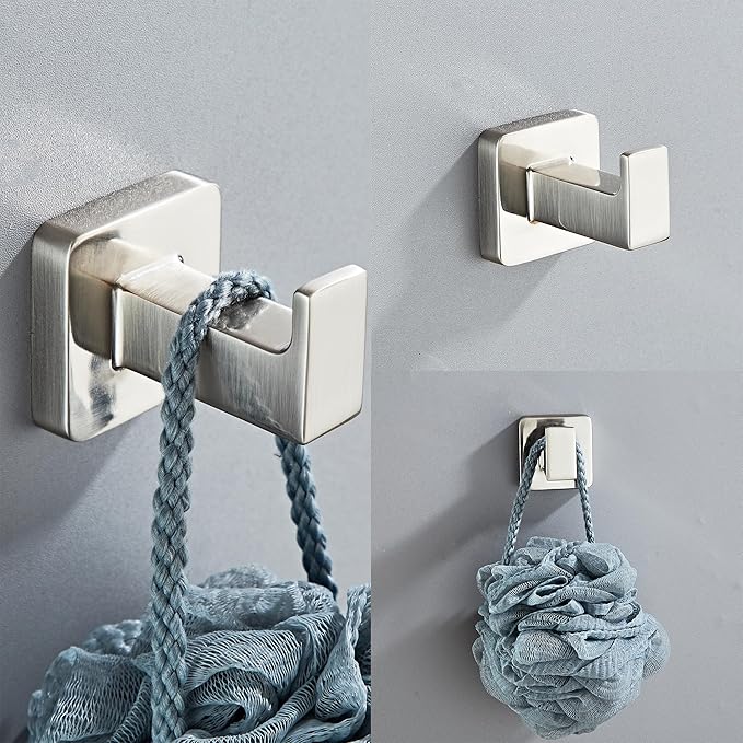 Brushed Nickel Bathroom Hardware Set 4 Pieces,Bathroom Accessories Set Stainless Steel Wall Mounted, Hand Towel Bar, Towel Ring, Robe Towel Hooks,Toilet Paper Holder,Towel Bar Set, 23.6 Inch…