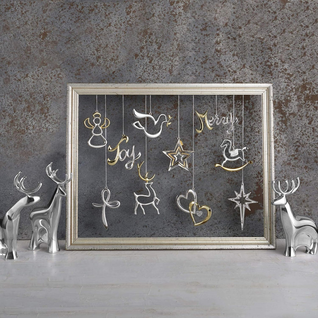 Nambé Dasher Reindeer Set – Elegant Alloy Reindeer Figurines, Modern Holiday Decorations for Mantel, Shelf or Tabletop Display, Pair with Sleigh Scene, 7” x 10” Collectible Seasonal Decor