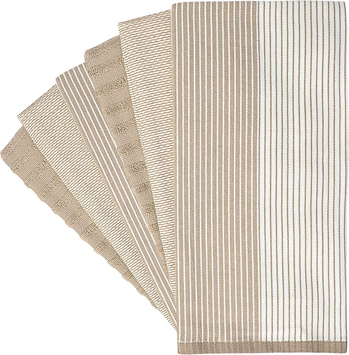 Kitchen Towels 20"x 28" 6 Pack Cotton Flat Terry Tea Towels Set