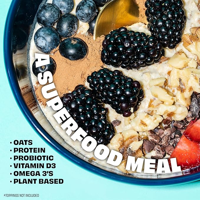Kreatures of Habit MEAL ONE | Overnight & Instant Superfood Protein Meal Replacement | Gluten Free, Dairy Free, 30g of Plant Based Protein, With No Added Sugar | Blueberry Banana | Pack of 7