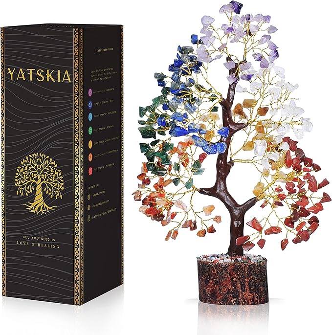 YATSKIA 7 Chakra Tree of Life, Crystals and Healing Stones, Birthday Gifts for Women - Crystal Tree for Positive Energy, Home Office Decor, Spiritual Gifts for Women