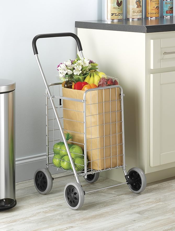 Whitmor Utility Shopping Cart - Durable Folding Design for Easy Storage, Model Number: 6250-4997-2-SIOC
