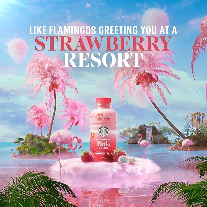 Starbucks Pink Drink, Strawberry Acai with Coconut Milk, 14oz Bottles (12 Pack)