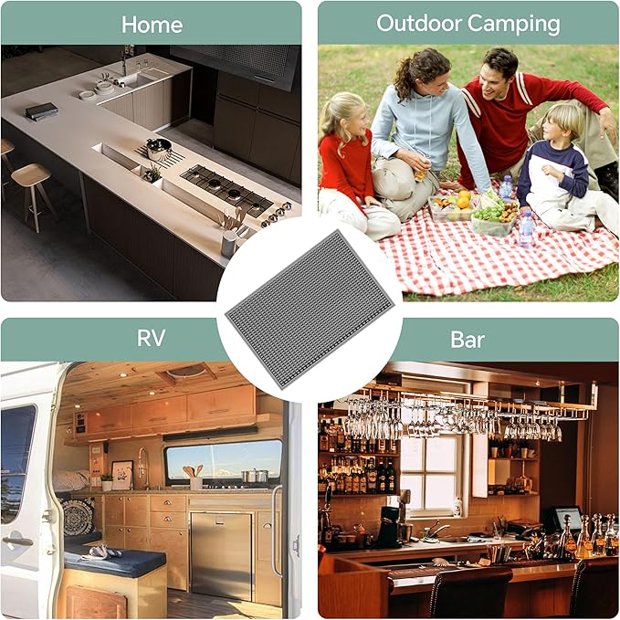 2 Pack Bar Mat, Home Bar Tool Drying Mats, Bar Accessories for The Home Bar Set 18''x12''（Gray） for Bars, Outdoor Camping, Bar for Home
