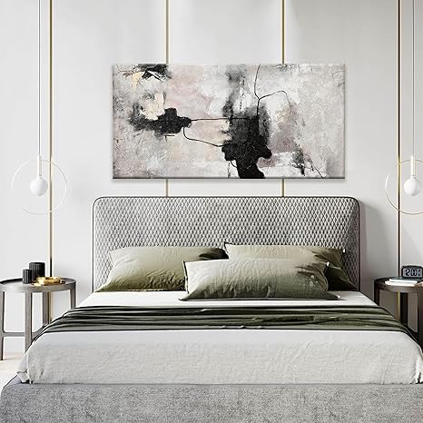 QSQ Black And Off-White Abstract Wall Art Minimalist Canvas Art Wall Decor Paintings Artwork For Walls Modern Abstract Art Prints Picture For Bedroom Hallway Office Home Wall Decor 20 x 40 In