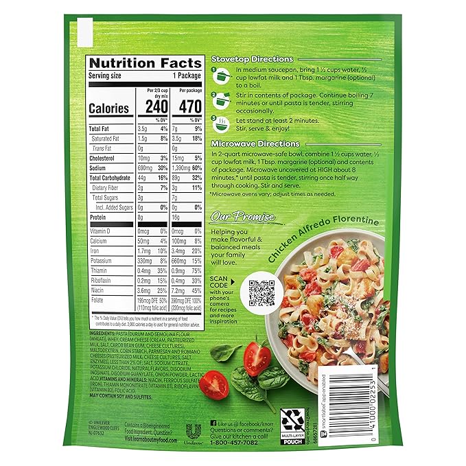 Knorr Pasta Side Dish 6 Count For Delicious Quick Pasta Side Dishes Alfredo Fettuccine No Artificial Flavors or Preservatives 4.4 oz