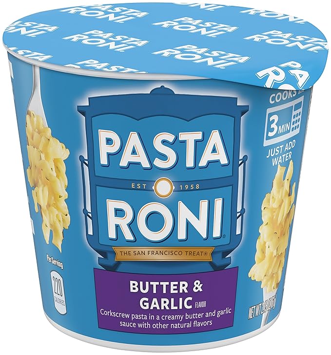 Pasta Roni Cups Mix, Butter & Garlic Pasta, 2.15 Oz (Pack of 12)