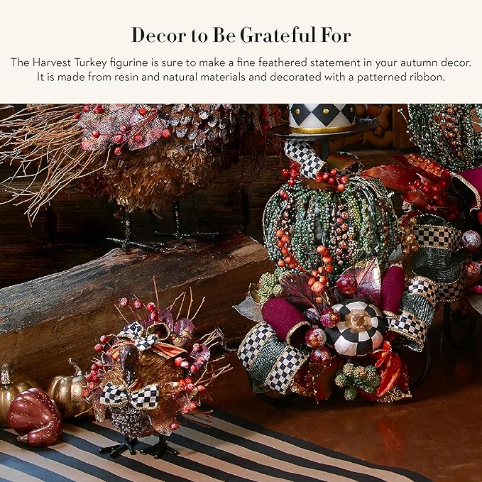 MacKenzie-Childs Harvest Turkey, Thanksgiving Turkey Decoration, Fall Decor Centerpiece Figurine