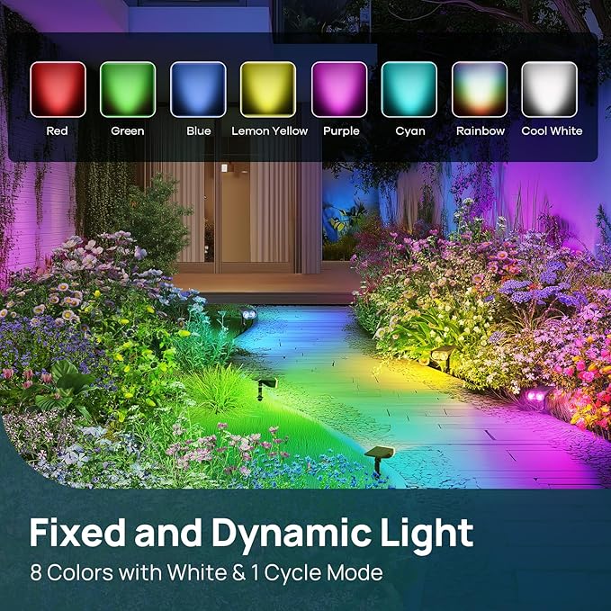 Linkind RGB Halloween Solar Lights Outdoor Waterproof IP67 StarRay Color Changing Spot Lights Outdoor for Yard Garden Pathway Holiday Christmas Decorations (Multicolor, 2 Pack)