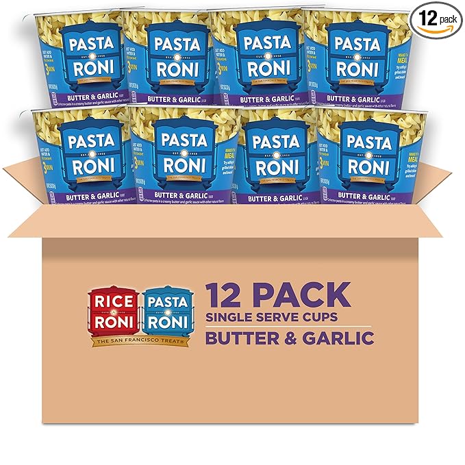 Pasta Roni Cups Mix, Butter & Garlic Pasta, 2.15 Oz (Pack of 12)