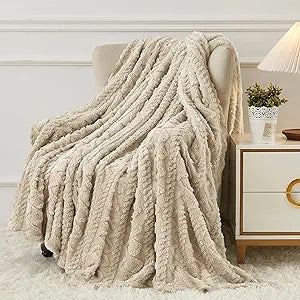 Aganear Fleece Throw Blanket 50"x60" Khaki