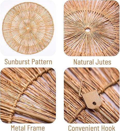 KOLWOVEN 29 Inch Wicker Wall Decor, Set of 3 Wall Basket Decor Diameter 29",23",18",Woven Wall Decor, Boho Above Bed for Bedroom, Living Room or Dining Room (Set 6)