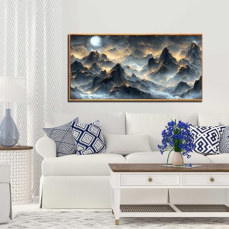 Large Wall Art Landscape Wall Paintings for Living Room Mountain Artwork Black Art 29"x 59" Nature Wall Decor Bird Posters for Home Office