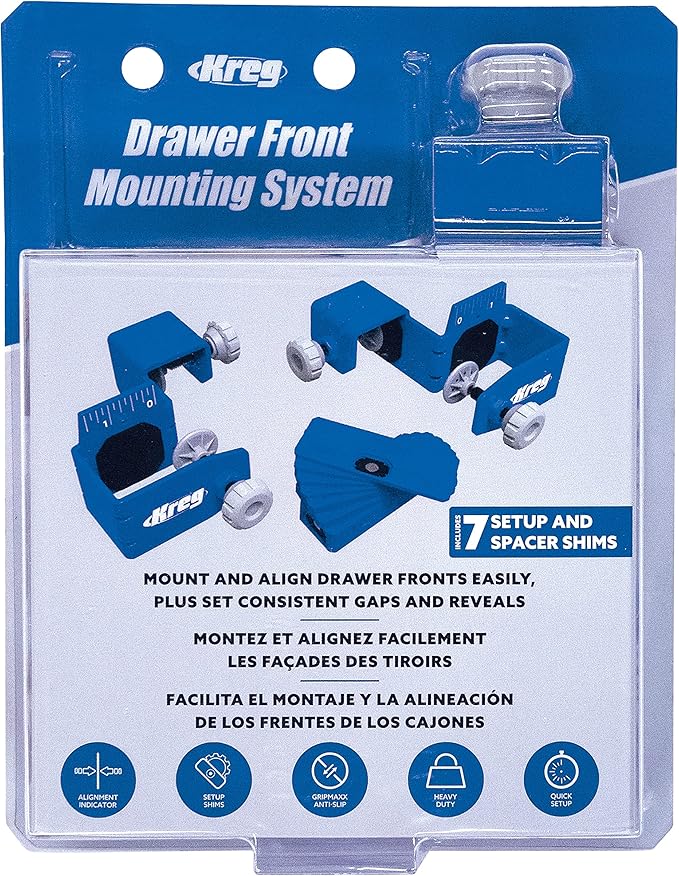 Kreg KCS-DFMT-PRO - Kreg Drawer Front Mounting Tool Pro Kit - Create Consistent Drawer Gaps - Drawer Front Mounting System - Tools for Woodworking