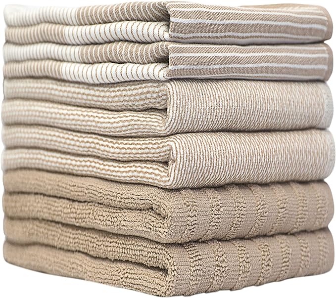 Kitchen Towels 20"x 28" 6 Pack Cotton Flat Terry Tea Towels Set