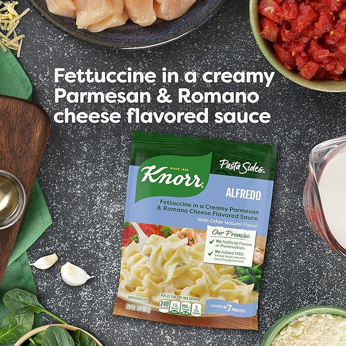 Knorr Pasta Side Dish 6 Count For Delicious Quick Pasta Side Dishes Alfredo Fettuccine No Artificial Flavors or Preservatives 4.4 oz